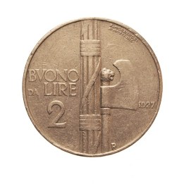 Buono da 2 Lire 1927 "Fascio" | Numismatische Münze