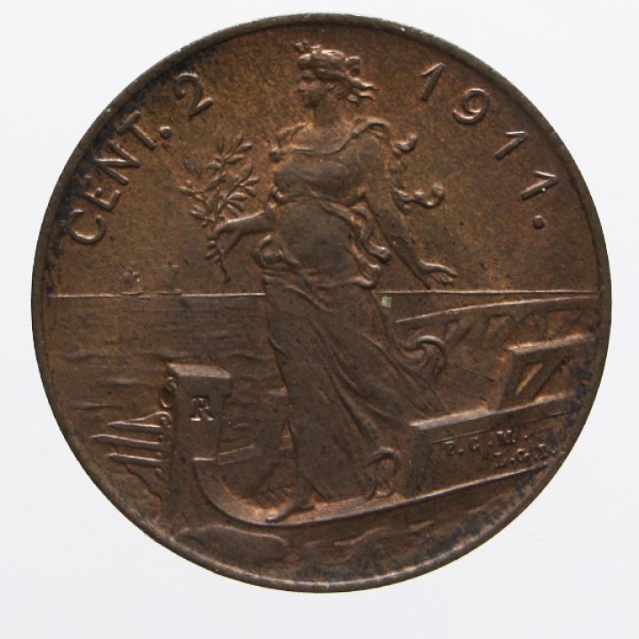 2 Centesimi 1911 "Italia Su Prora"